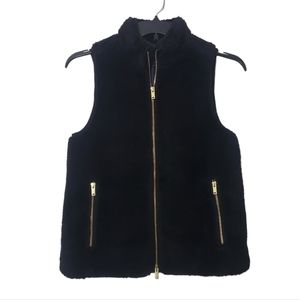 J. CREW Cozy Plush Fleece Teddy Faux Fur Black Excursion Vest XS